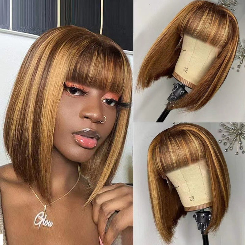 Wig Fiber Net - شعر مستعار قصير للنساء مع غرة