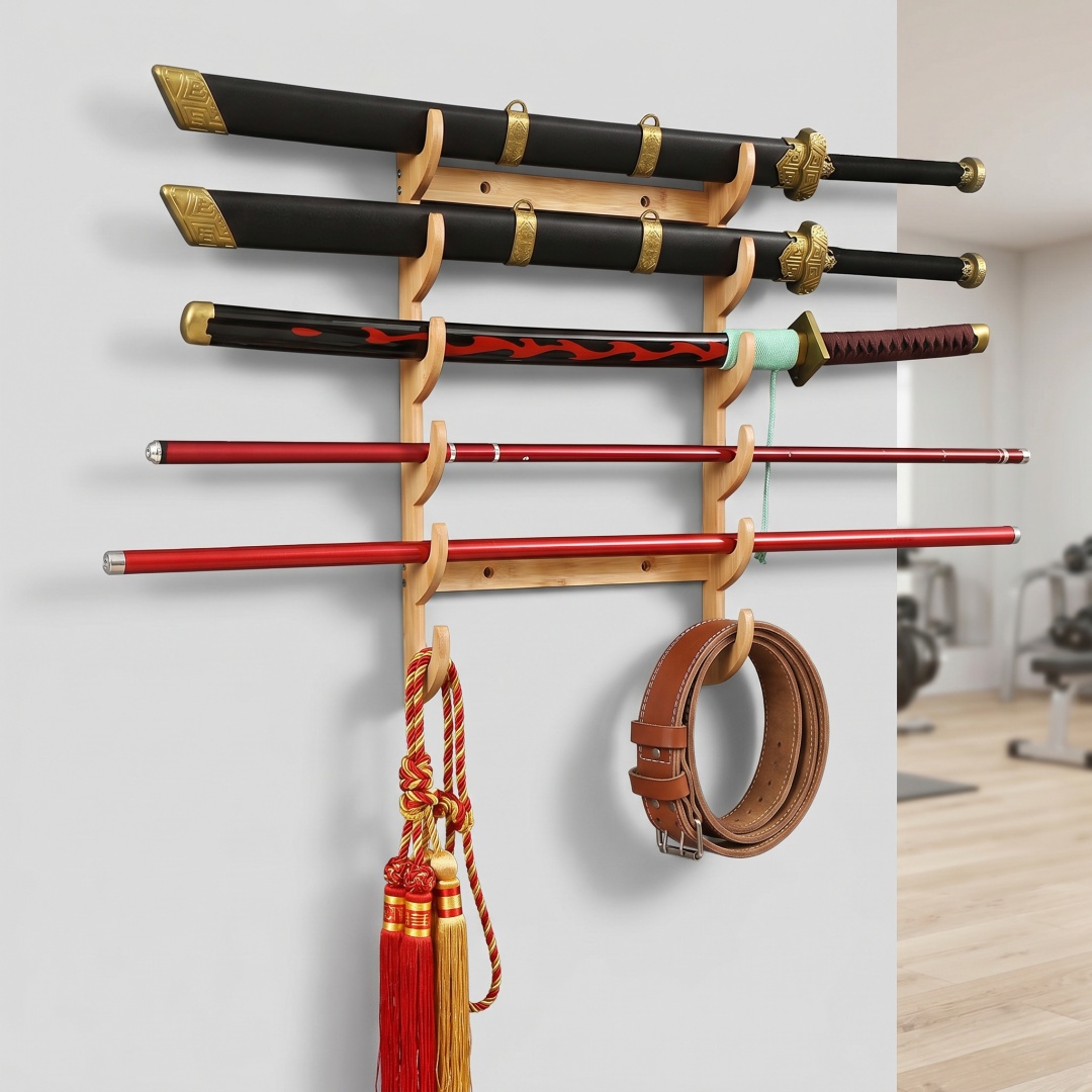 رف تخزين سيوف جداري بـ 8 طبقات - مراجعة Cosplay Prop Katana وسعره